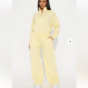 Fashion nova Lazy Days Washed Fleece Pant Set - Butter Yellow size 1X